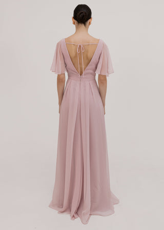 Phoebe Bridesmaid Dress In Smoked Blush Chiffon