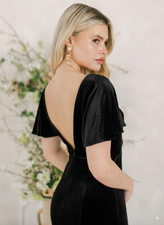 Celeste Velvet Bridesmaid Dress in Black