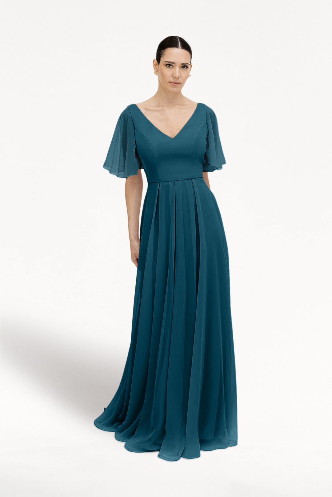 sachin and babi light blue dress Light Pink Chiffon Maxi Dress with Hand-Made Gold Plated Accesory – Leam  Almes EU main image 0