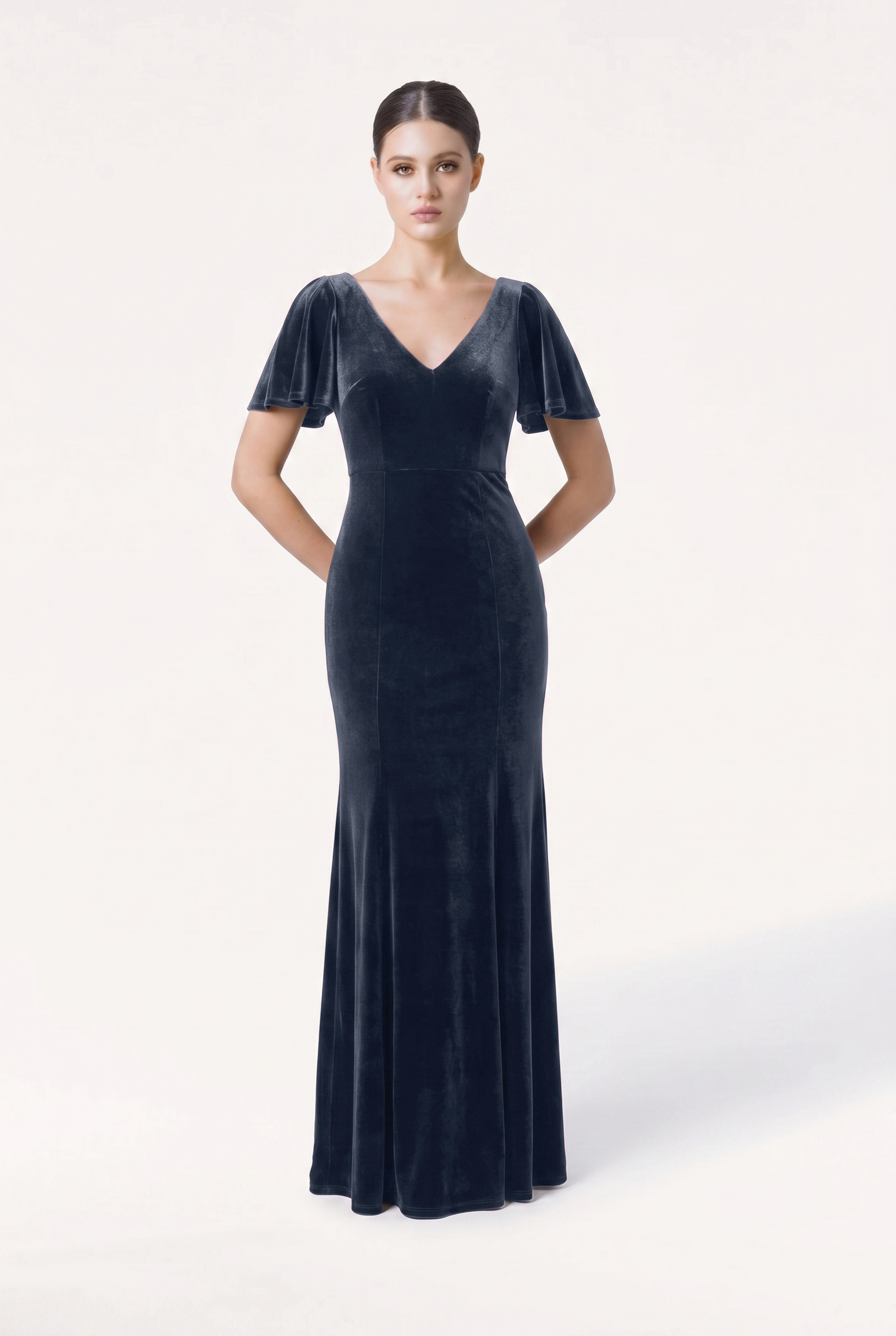 TH&TH Celeste Velvet Bridesmaid Dress in Smoke Blue – TH and TH