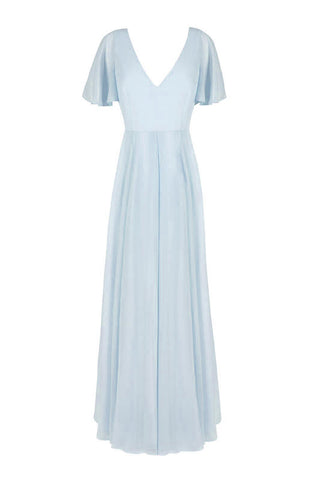 blue bridesmaid dresses, dusty blue bridesmaid dresses, front view