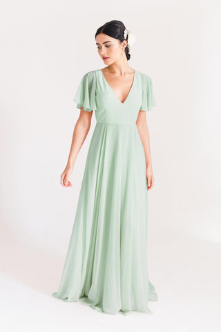 green bridesmaid dresses,Model  front view