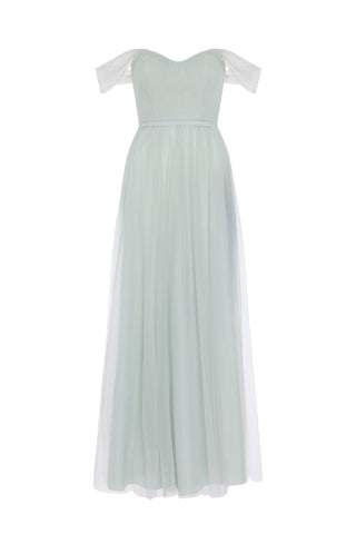 Bardot Bridesmaid Dress in Dusty Eucalyptus