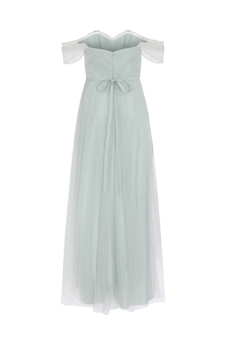 Bardot Bridesmaid Dress in Dusty Eucalyptus
