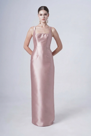 Savoy Bridesmaid Dress in Smoked Blush Satin Twill