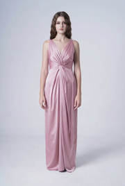 Carmen Bridesmaid Dress in Rose Pink Satin