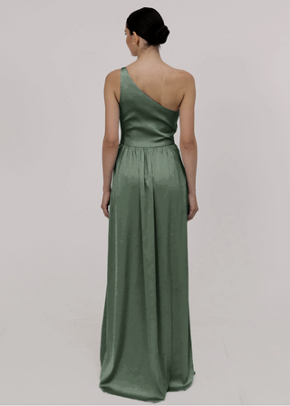 Greta Bridesmaid Dress in Olive Grove Satin