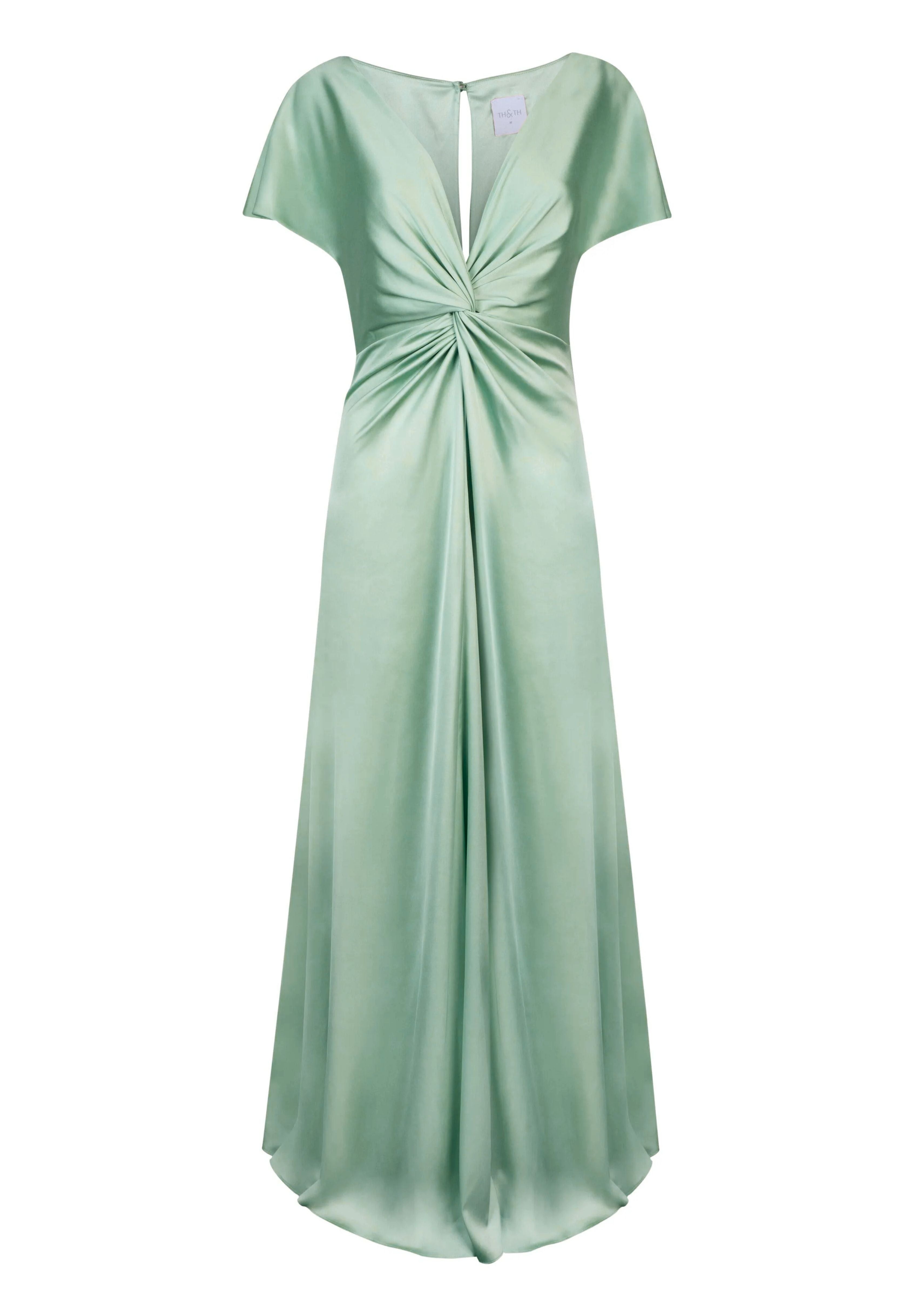 Camilla Bridesmaid Dress in Sage Green Satin
