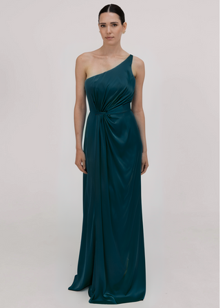 Greta Bridesmaid Dress in Emerald Dawn Satin