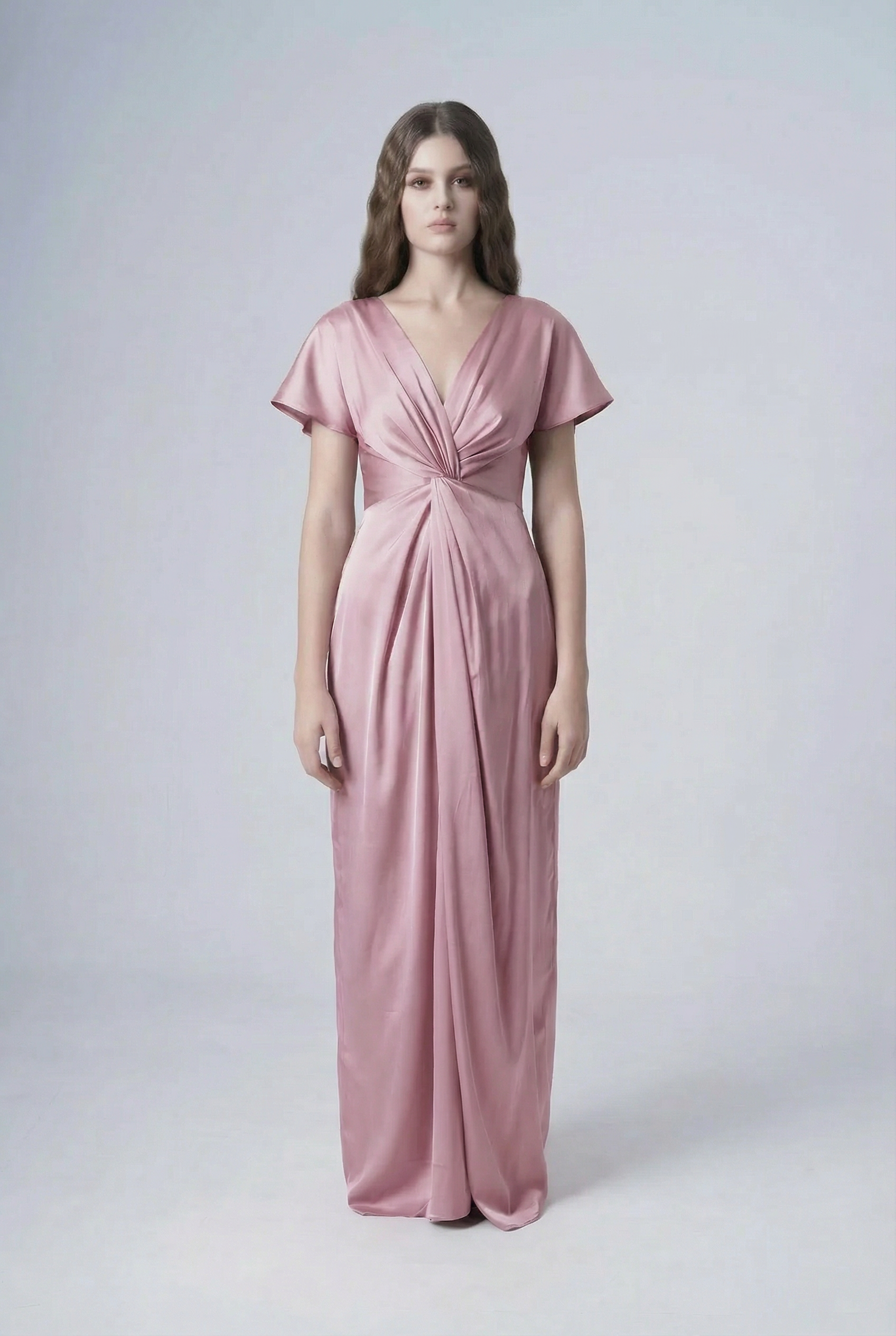 Camilla Bridesmaid Dress in Rose Pink Satin