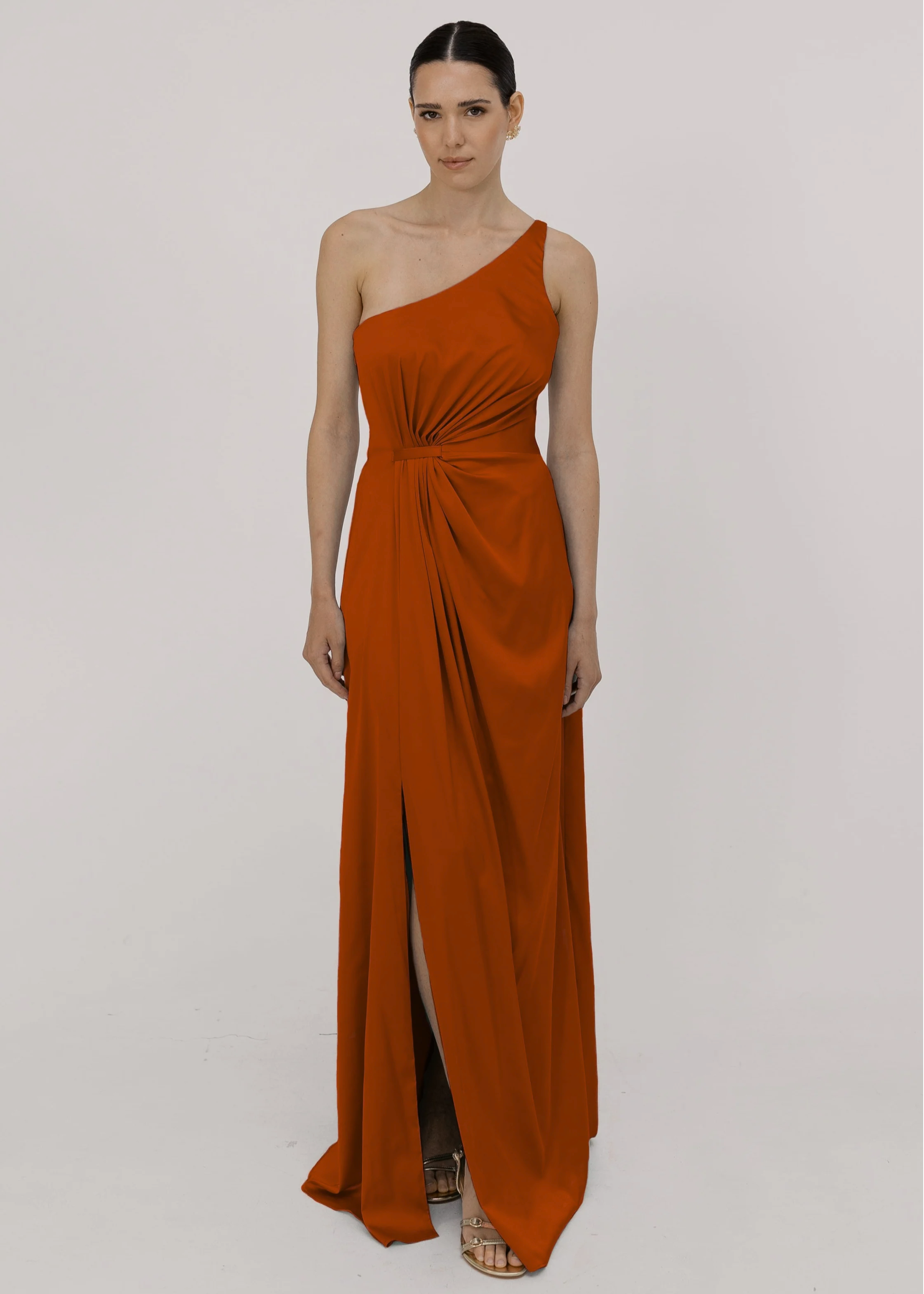 Greta Bridesmaid Dress in Terracotta Satin