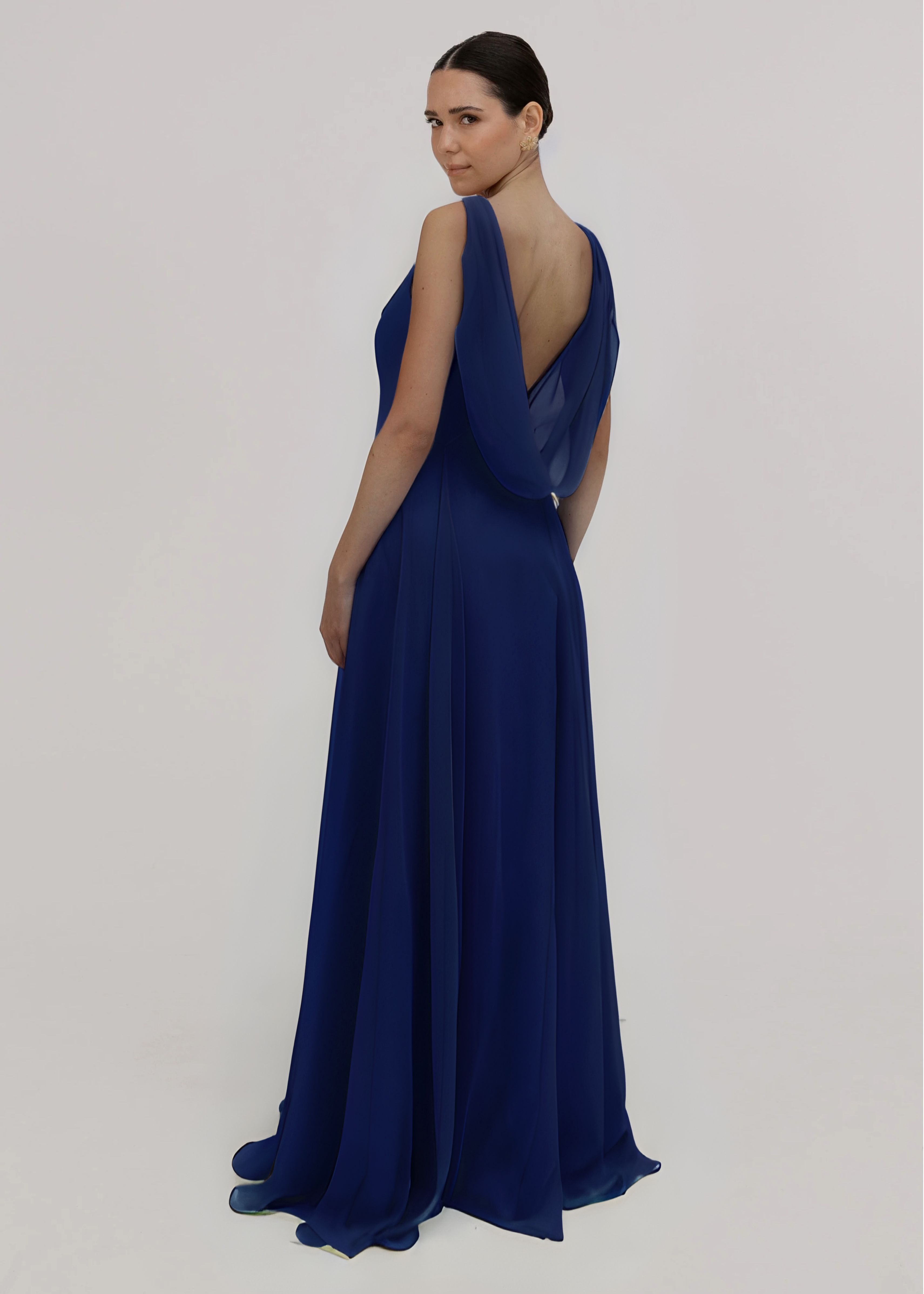 Athena Bridesmaid Dress In Navy Chiffon