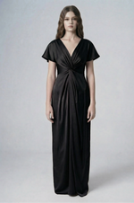 Camilla Bridesmaid Dress in Black Satin