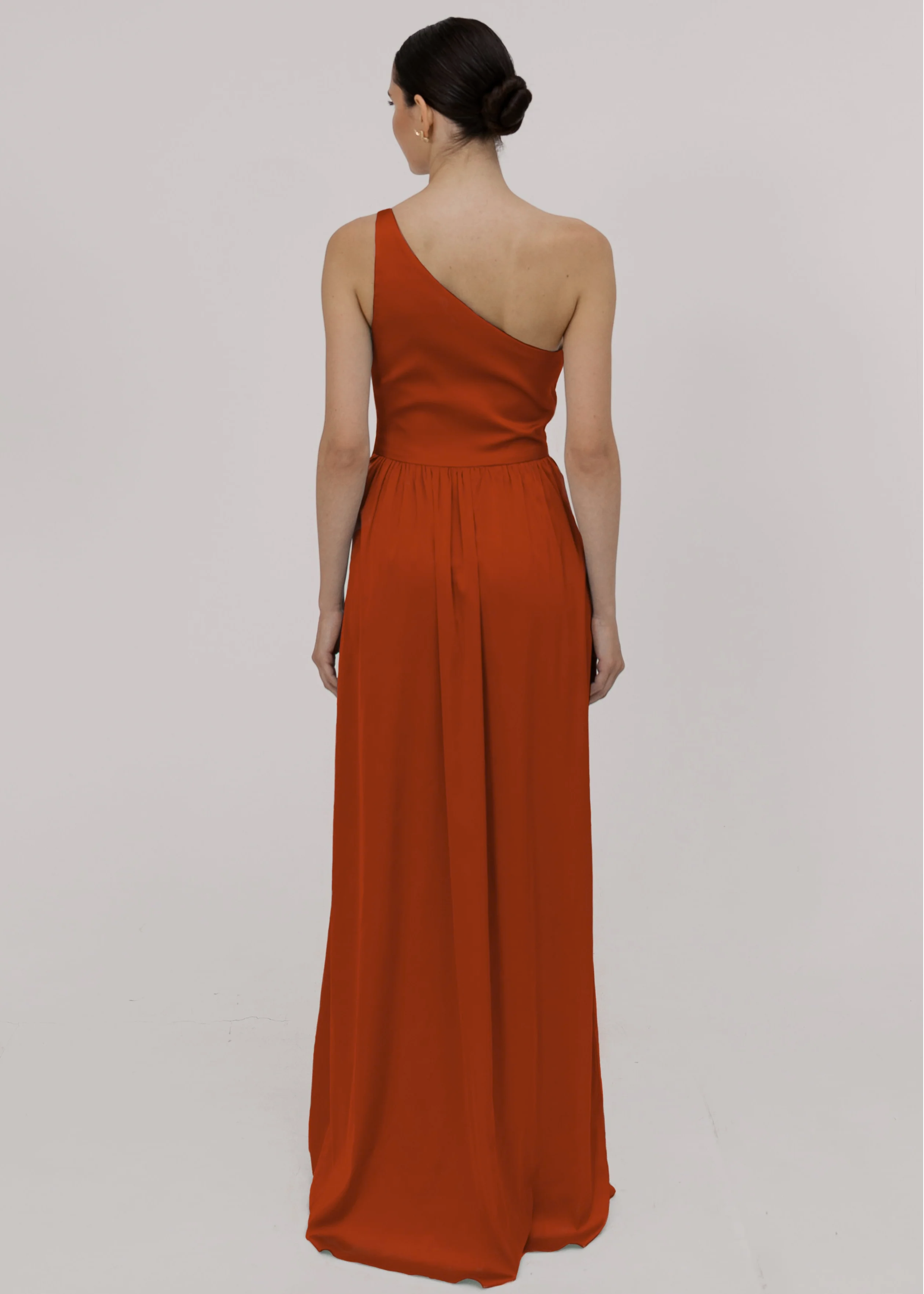 Greta Bridesmaid Dress in Terracotta Satin