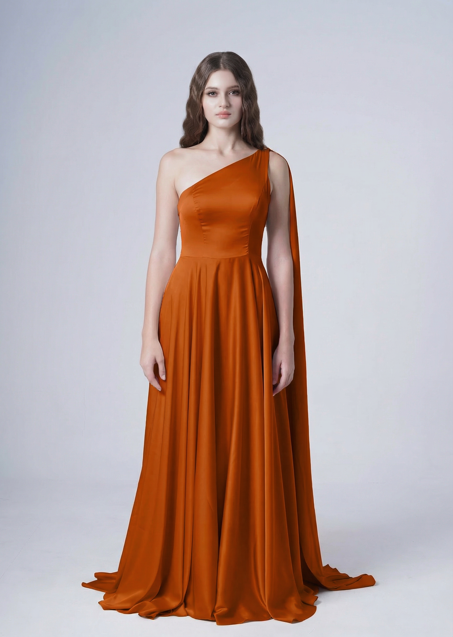 Lyra Bridesmaid Dress in Terracotta Satin