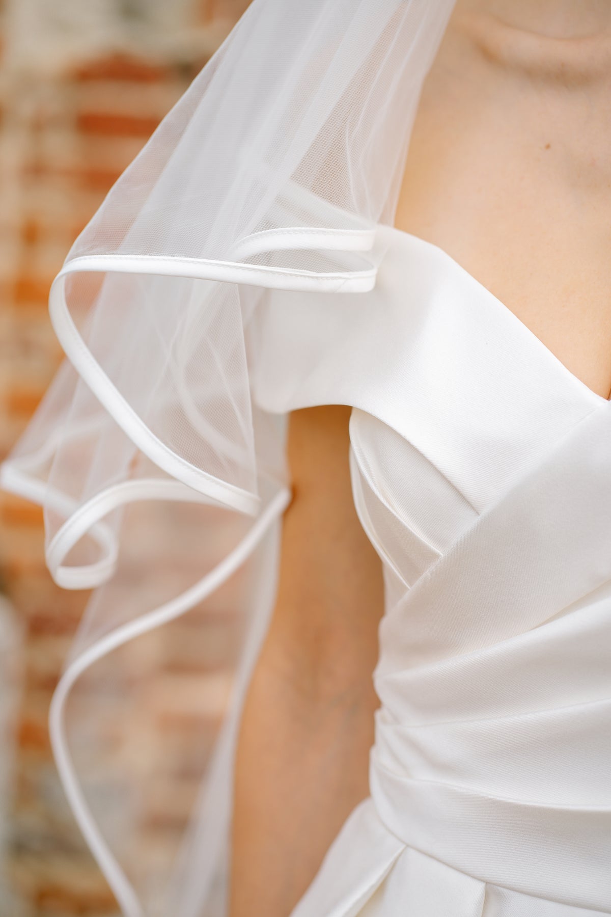 Layla Two Tier Satin Ribbon Edge Veil