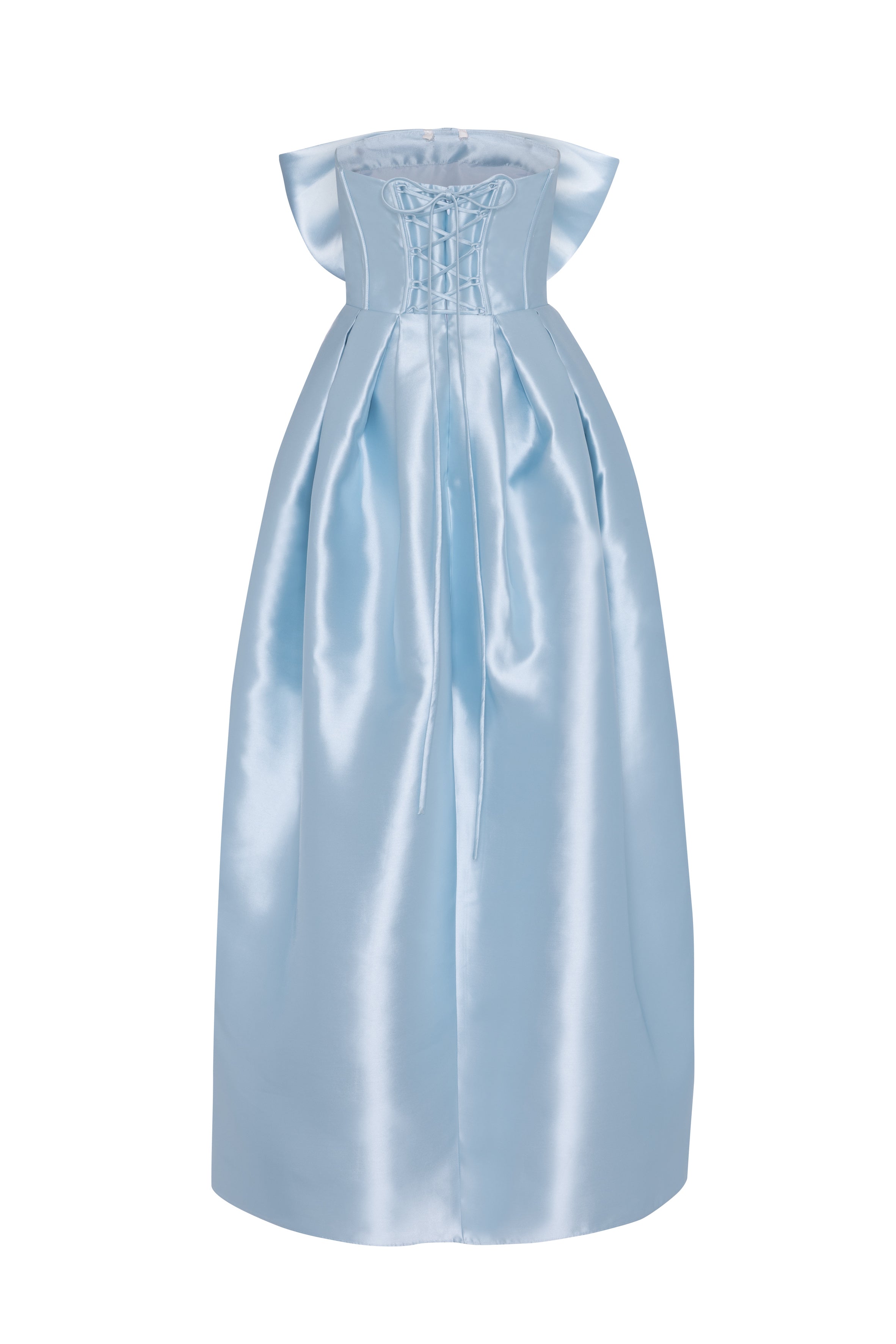 Ophelia Bridesmaid Dress in Frosted Blue Satin Twill
