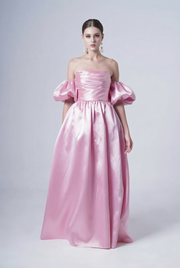 Blair Bridesmaid Dress in Bubblegum Pink Satin Twill