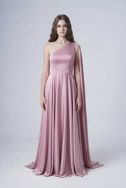 Lyra Bridesmaid Dress in Rose Pink Satin
