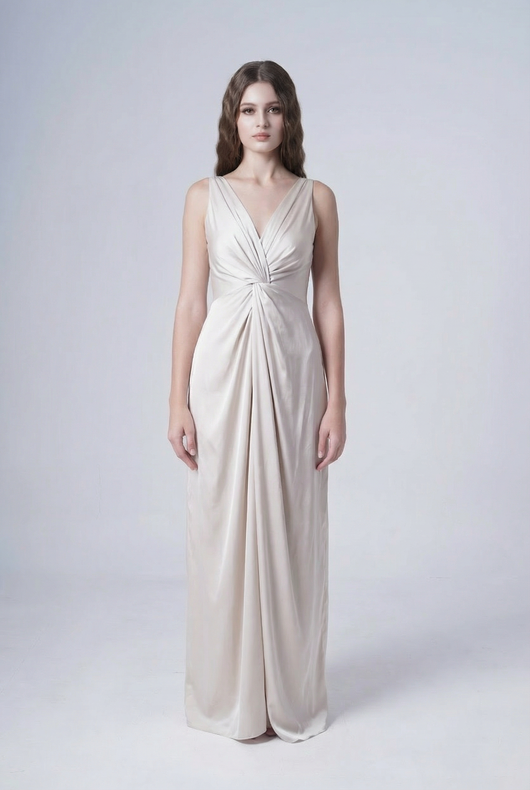 Carmen Bridesmaid Dress in Oyster Satin