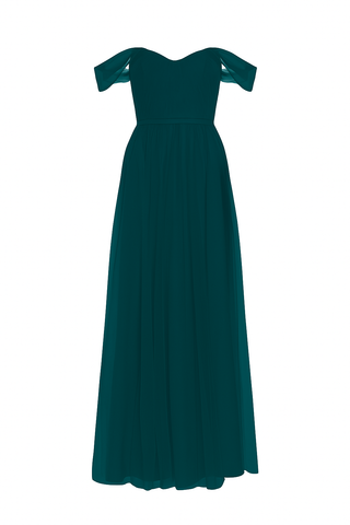 Bardot Bridesmaid Dress in Emerald Dawn