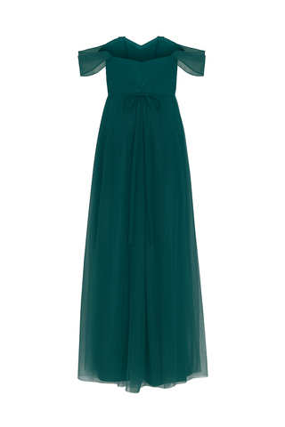 Bardot Bridesmaid Dress in Emerald Dawn