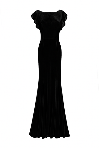 Cecelia Velvet Bridesmaid Dress in Black