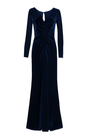 Camilla Velvet Longsleeve Bridesmaid Dress in Navy