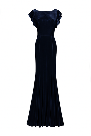 Cecelia Velvet Bridesmaid Dress in Navy