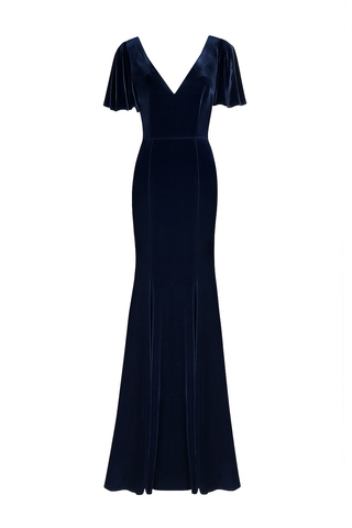Celeste Velvet Bridesmaid Dress in Navy