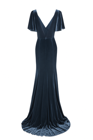 Celeste Velvet Bridesmaid Dress in Smoke Blue