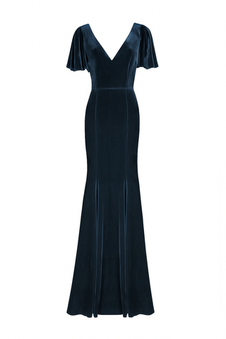 Celeste Velvet Bridesmaid Dress in Smoke Blue
