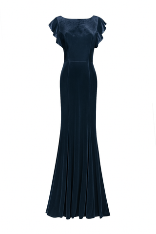 Cecelia Velvet Bridesmaid Dress in Smoke Blue