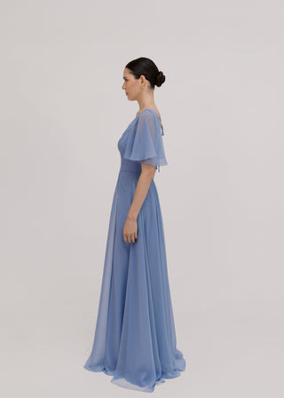 Phoebe Bridesmaid Dress In French Blue Chiffon