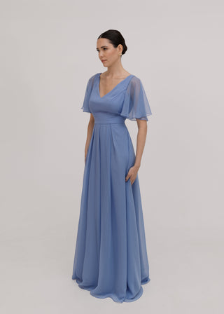 Phoebe Bridesmaid Dress In French Blue Chiffon