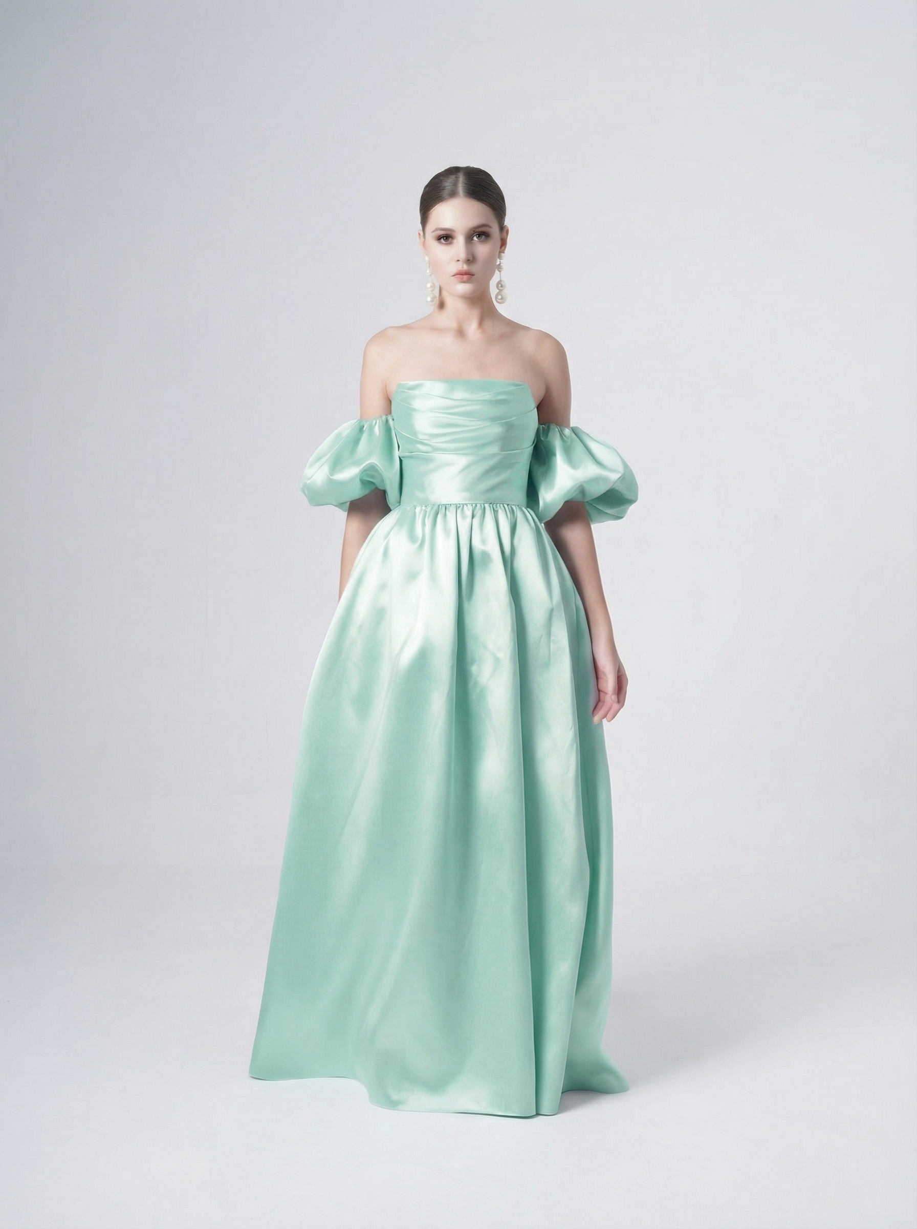 Blair Bridesmaid Dress in Seafoam Satin Twill