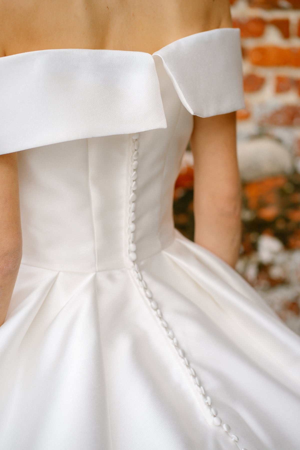 Adelaide Off-the-Shoulder Bridal Ballgown in Ivory Mikado