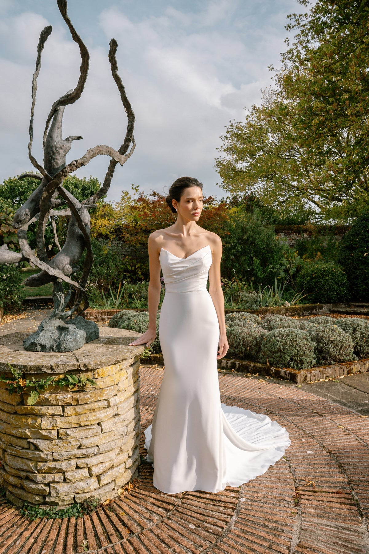 Genevieve Strapless Fitted Wedding Dress in Ivory Stretch Crepe