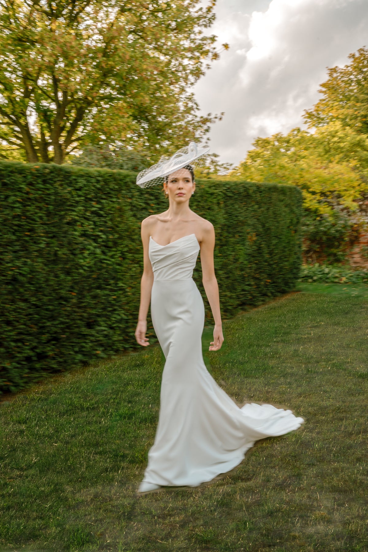 Genevieve Strapless Fitted Wedding Dress in Ivory Stretch Crepe