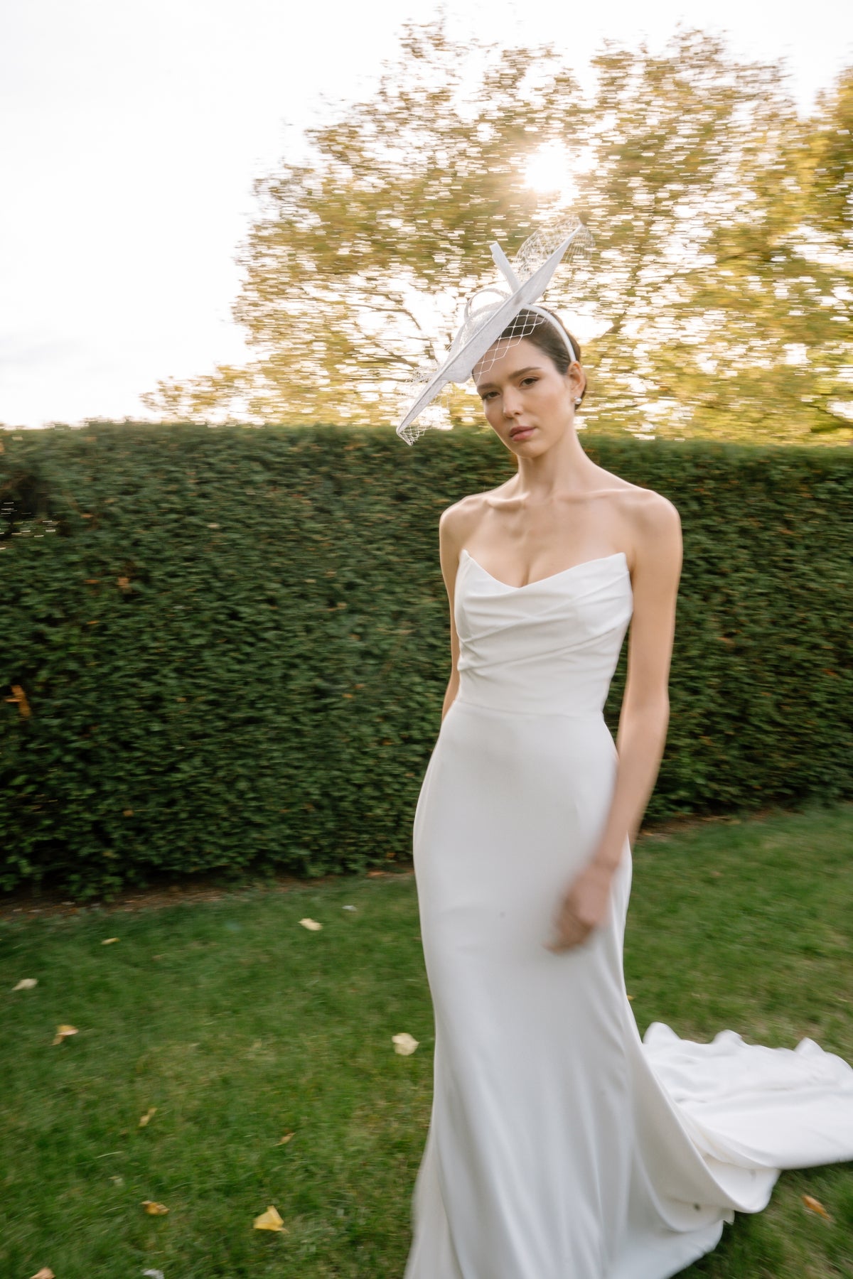 Genevieve Strapless Fitted Wedding Dress in Ivory Stretch Crepe