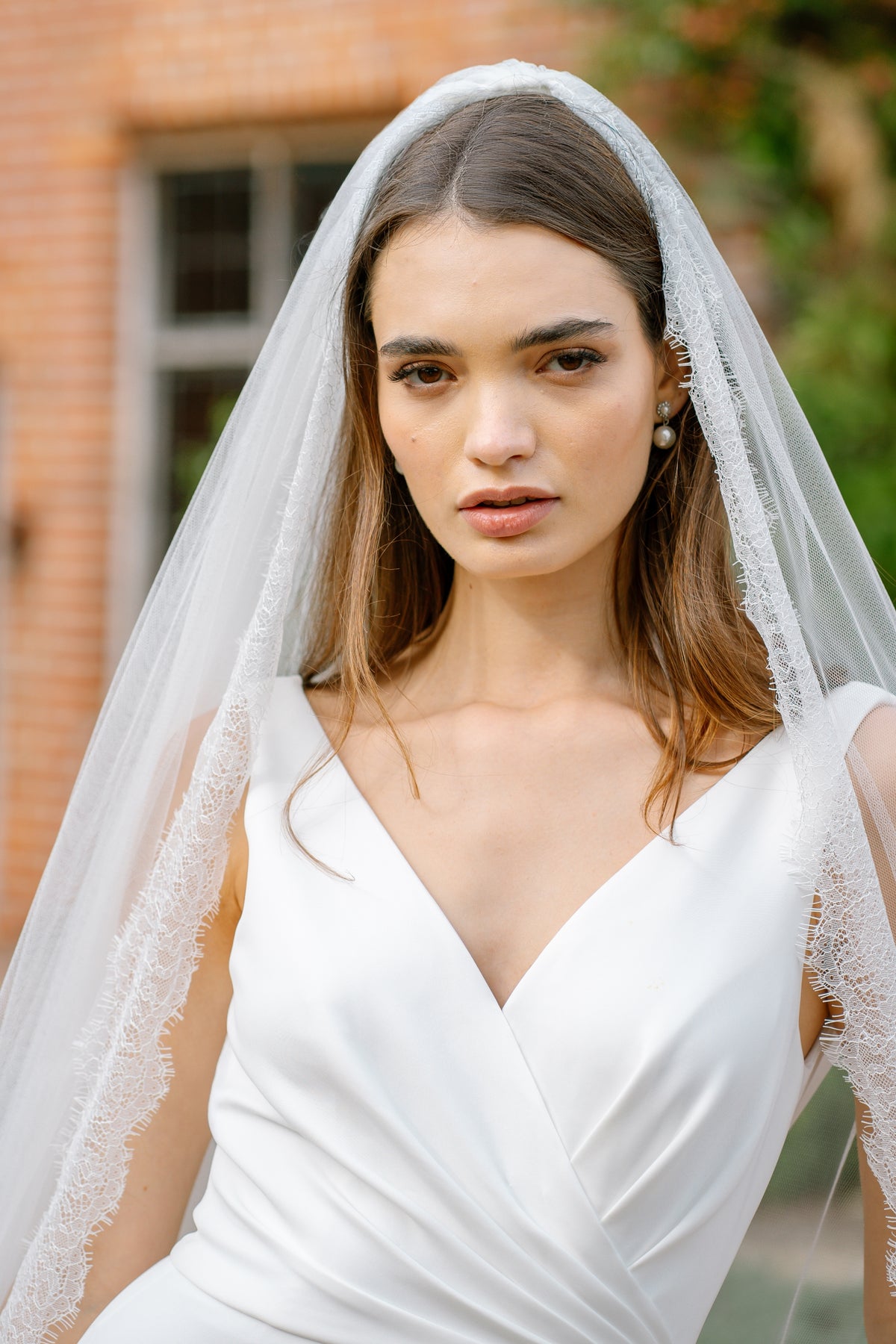 Mabel Cowl Back Wedding Dress with V-Neck