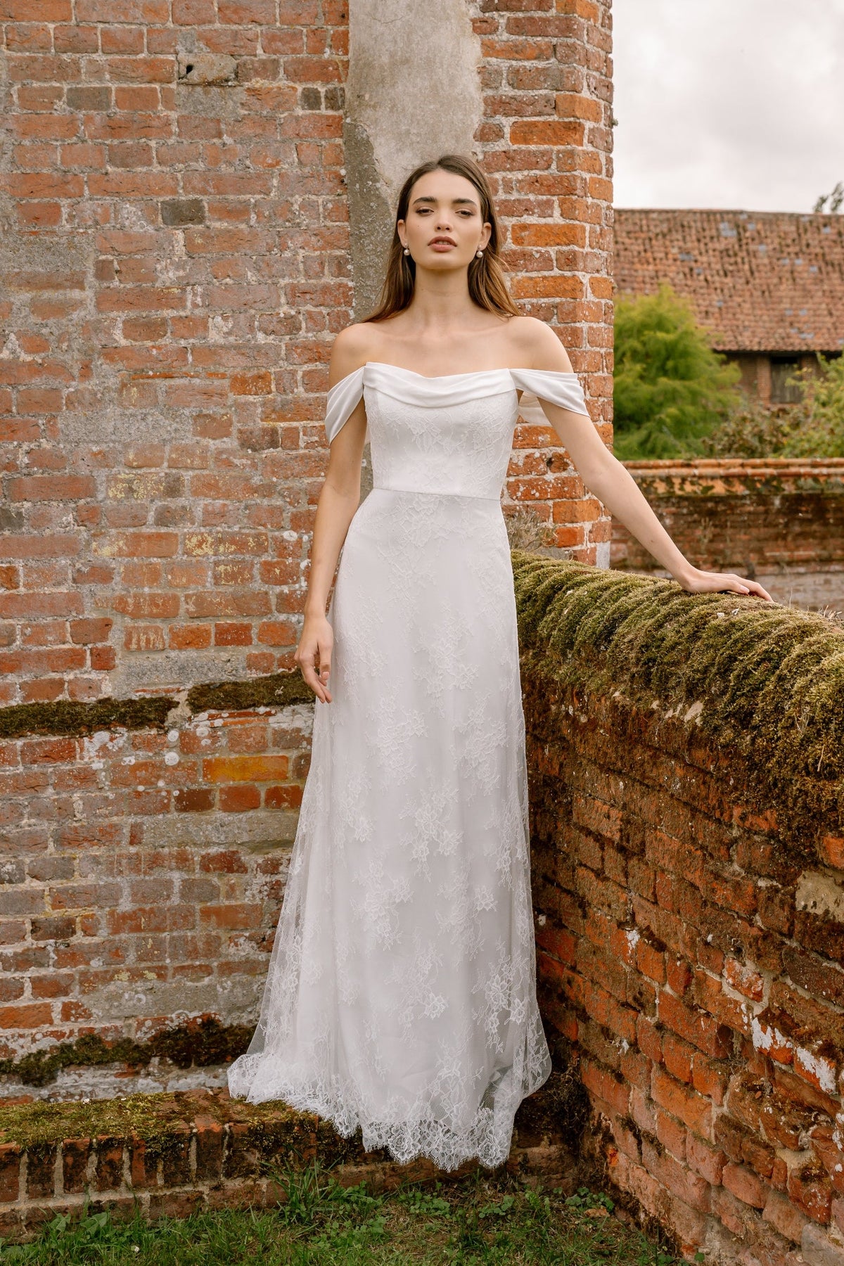 Sloane Satin & Lace Off-the-Shoulder A-line Wedding Dress