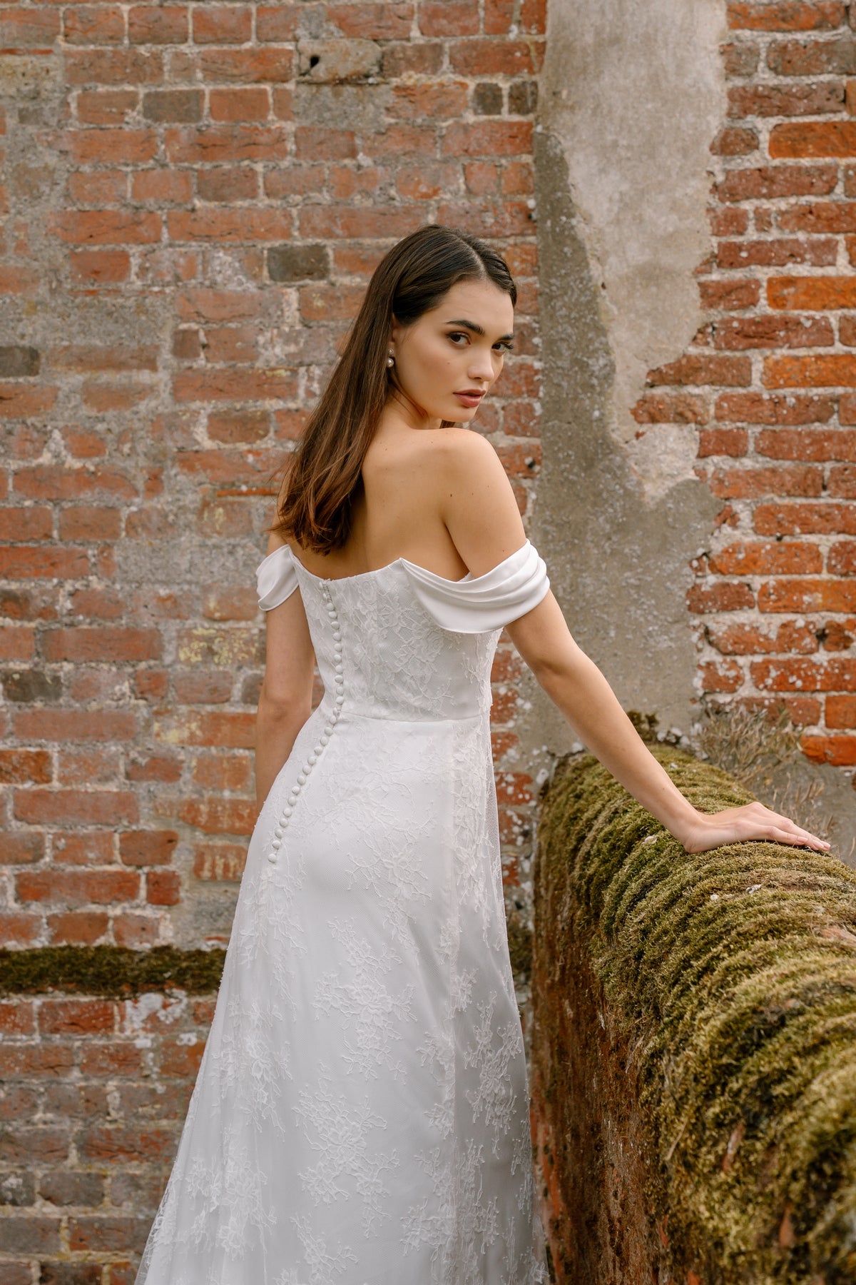 Sloane Satin & Lace Off-the-Shoulder A-line Wedding Dress