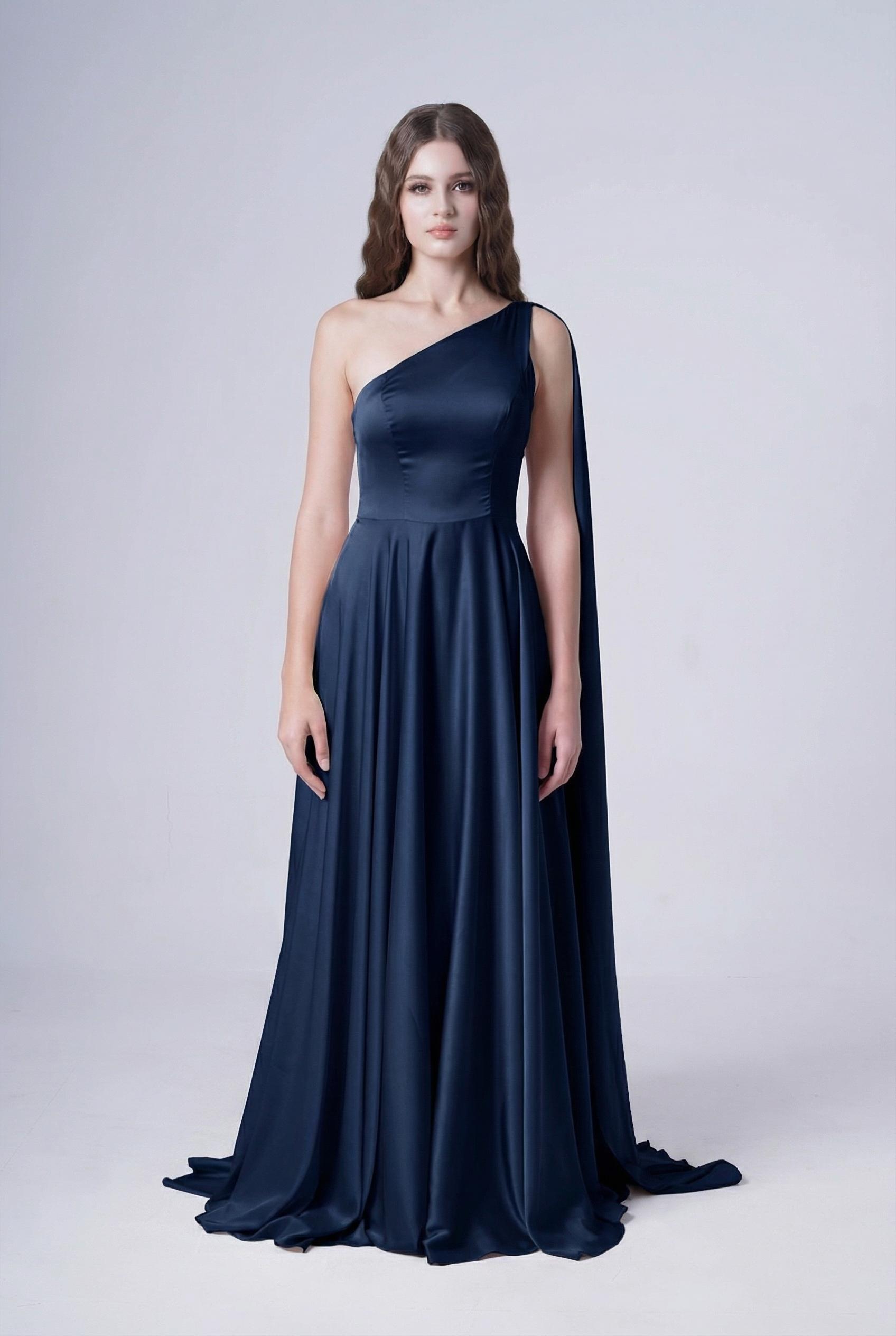 Lyra Bridesmaid Dress in Navy Satin