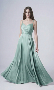 Isla Bridesmaid Dress in Dusty Eucalyptus Satin