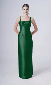 Savoy Bridesmaid Dress in Forest Green Satin Twill