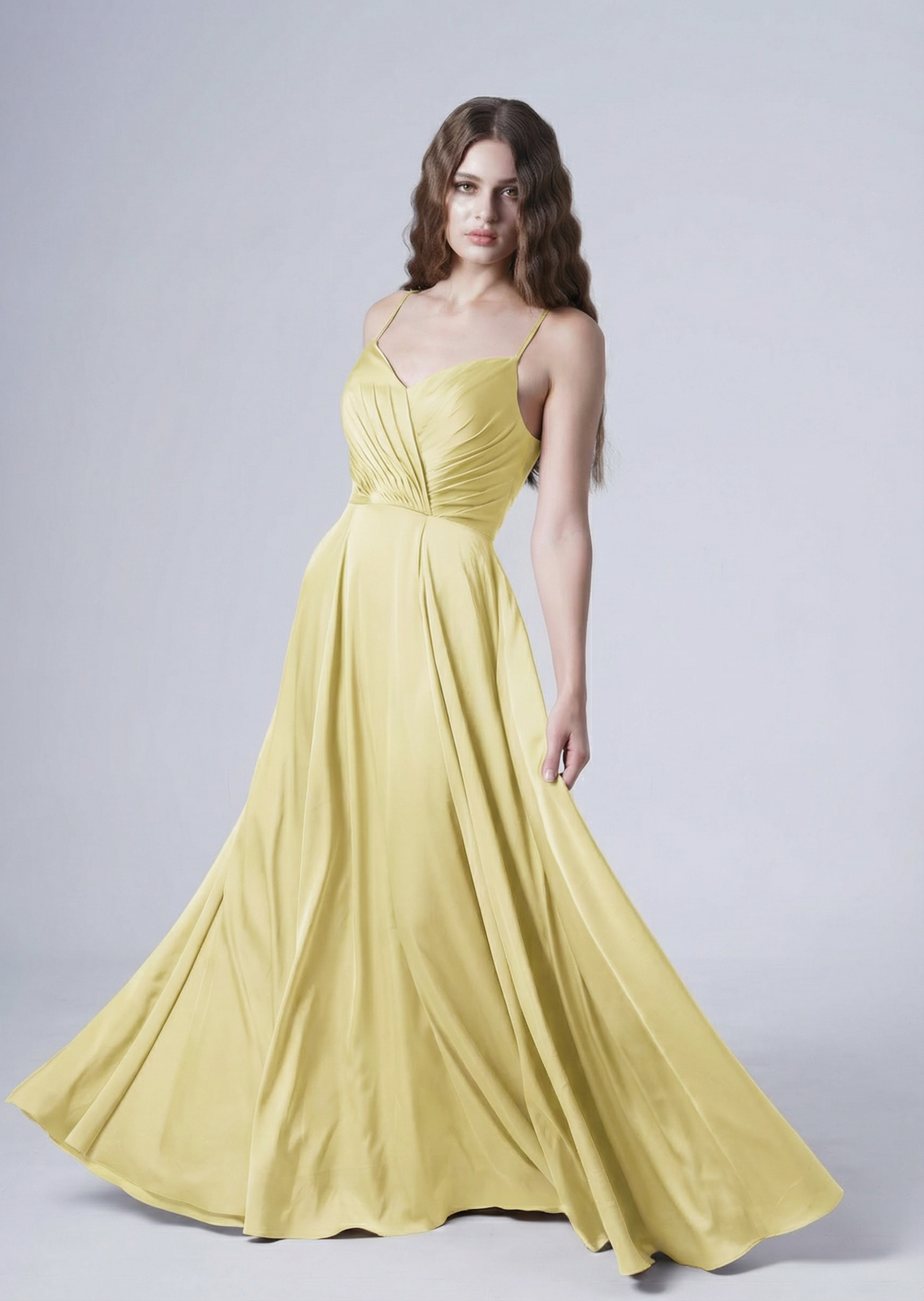 Isla Bridesmaid Dress in Limoncello Satin