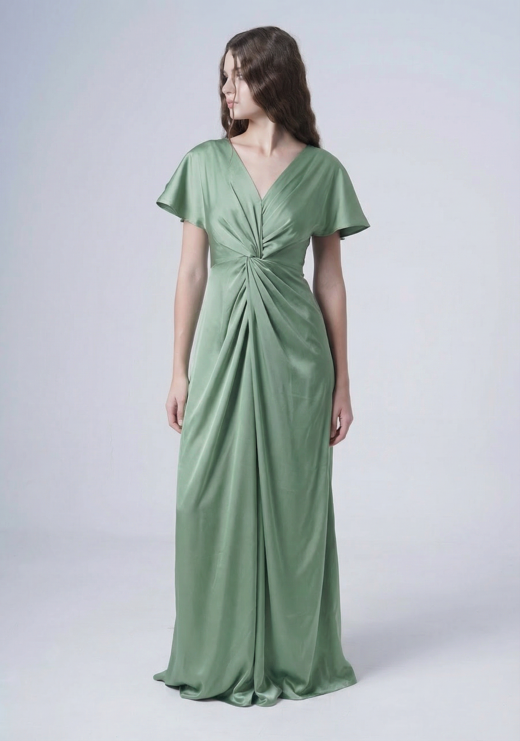 Camilla Bridesmaid Dress in Sage Green Satin
