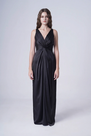Carmen Bridesmaid Dress in Black Satin