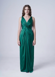 Carmen Bridesmaid Dress in Emerald Dawn Satin
